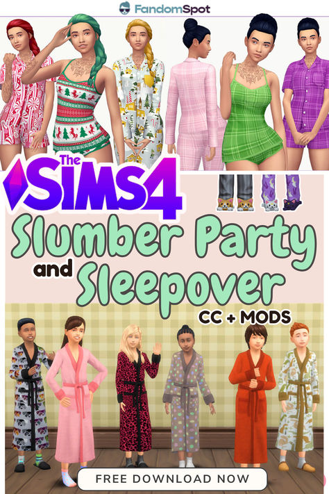 Sims 4 Slumber Party Cc, Sims 4 Slumber Party, Pajama Party Kids, Los Sims 4 Mods, Party Sleepover, Sims 4 Cas Mods, Girl Sleepover, Best Sims, Sims 4 Cas