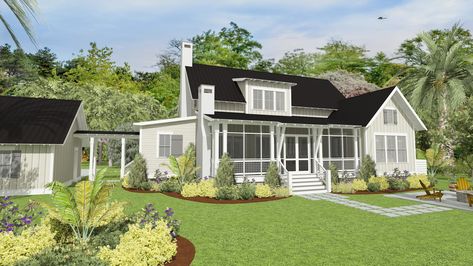 House Plans With Screened Porch, Porch Plans, Farmhouse Floor Plans, Cottage Plan, Freestanding Tub, Open Layout, Cottage House Plans, Loft Spaces, Farmhouse Plans