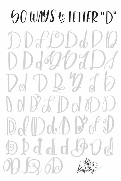 50 ways to letter D Brush Letters, Brush Lettering Practice, Alfabet Letters, Hand Lettering Fonts, Hand Lettering Alphabet, Creative Lettering, Fancy Fonts, Calligraphy Alphabet, Lettering Practice