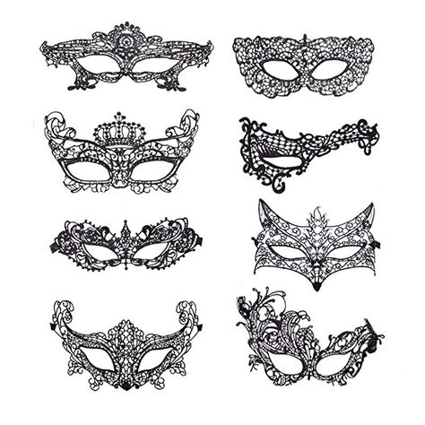 Coobey 8 Packs Lace Masquerade Mask Venetian Eyemask Women Sexy Eye Mask for Halloween CarnivalParty Costume Ball, Black Eye Mask Design, Venetian Mask Tattoo, Masquerade Gala, Lace Masquerade Mask, Lace Masquerade Masks, Mask Ball, Mask Venetian, Mask For Halloween, Decorative Masks