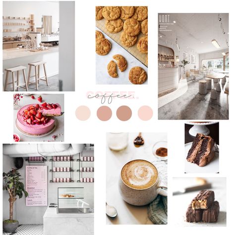 Mood Board For Bakery, Bakery Mood Board, Coffee Shop Mood Board, Bakery Moodboard, Business Moodboard, Cake Shops, Inspiration Deco, Bakery Store, Bakery Design Interior