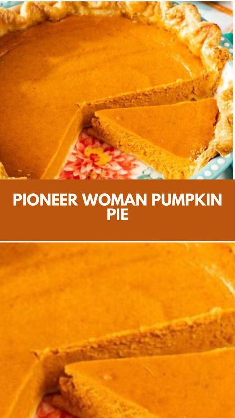 This easy Pioneer Woman Pumpkin Pie is a creamy and comforting dessert perfect for fall. Made with simple, common ingredients, it’s quick to prepare and delightful to serve at gatherings. The rich pumpkin filling and flaky crust create a delicious treat that everyone will love. Enjoy it warm with a dollop of whipped cream! Pumpkin Pie With Pumpkin Pie Filling, Pumpkin Cream Pie Pioneer Woman, Pioneer Woman Pumpkin Pie Recipe, Pumpkin Pie Frozen Pie Crust, Pumpkin Pie Spice Recipe Pioneer Woman, Delicious Pumpkin Pie Recipe, Pumpkin Pie Recipe Frozen Crust, Pioneer Woman Apple Pie Recipe, Easy Delicious Pumpkin Pie