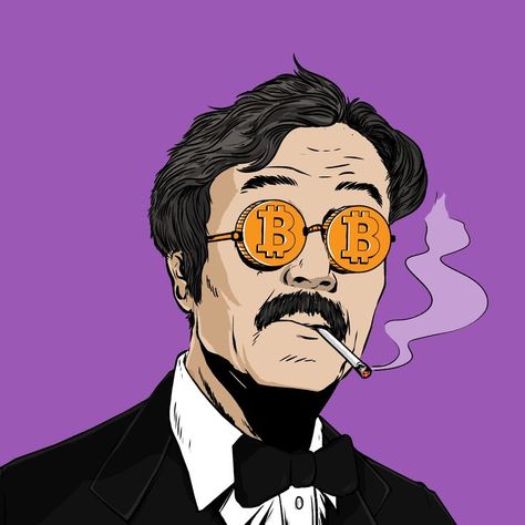 NFT Art Based Off Satoshi Nakamoto meme الشموع اليابانية, Satoshi Nakamoto, Coin Prices, Arte Cyberpunk, Crypto Coin, Crypto Currencies, Pokemon Fan, Illustration Character Design, Pics Art