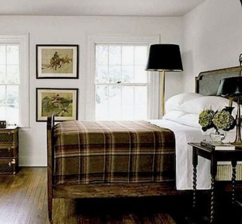 Equestrian Chic Decor, Plaid Bedroom, Timeless Bedroom, Scottish Homes, Equestrian Decor, Nate Berkus, Dreamy Bedrooms, Decoration Inspiration, Guest Bedrooms