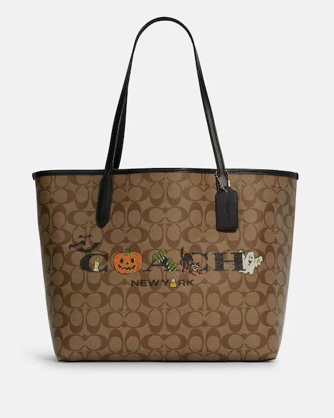 Halloween Collection | COACH® Outlet Skeleton Horse, Coach City Tote, Halloween Horse, Halloween City, City Tote Bag, Horse And Carriage, Coach Tote Bags, Halloween Tote, Coach Tote