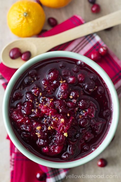 Orange Cranberry Sauce - Perfect for Thanksgiving or Christmas Dinner Orange Cranberry Sauce, Orange Sauce Recipe, Yellow Bliss Road, Cranberry Compote, Cranberry Orange Sauce, Thanksgiving Side Dishes Easy, Orange Cranberry, Cranberry Sauce Recipe, Blueberry Sauce