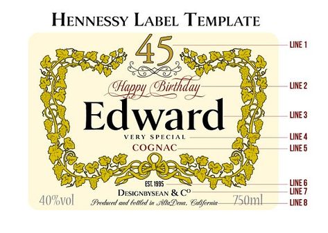 Diy Decanter Labels, Hennessy Label, Liquor Logo, Food Coloring Mixing Chart, Diy Shirt Printing, Food Coloring Chart, Hennessy Bottle, Wine Bottle Label Template, 50th Birthday Party Ideas For Men