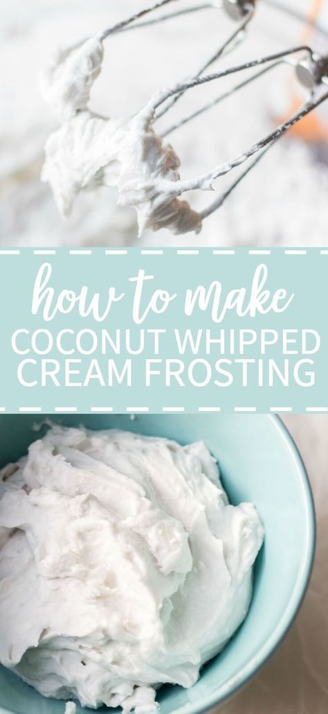 Learn how to make coconut whipped cream! You will not believe how easy it is and that you only need three ingredients. Plus it's dairy free, refined sugar free, paleo and vegan. Coconut Whipped Cream Frosting, Coconut Whipped Cream Recipe, Dairy Free Whipped Cream, Dairy Free Frosting, Coconut Icing, Vegan Whipped Cream, Recipes With Whipping Cream, Dairy Free Alternatives, Vegan Coconut