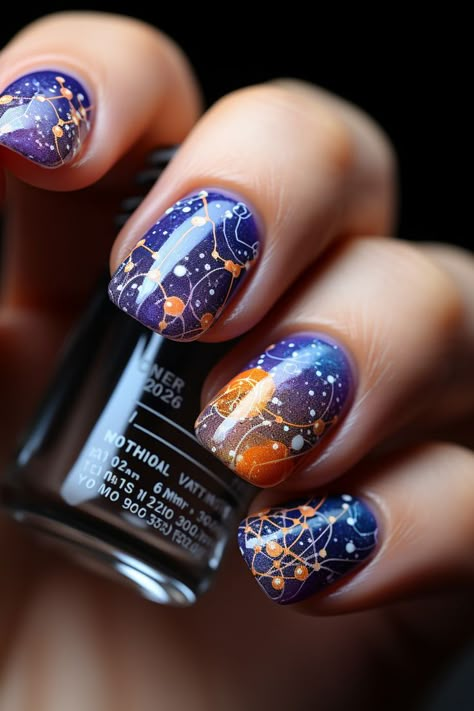 Book Inspired Nails Designs, Solar System Nail Art, Science Themed Nails, Computer Nails, Chemistry Nails, Teacher Nail Designs, Science Nails, Teacher Nail Art, Map Nails