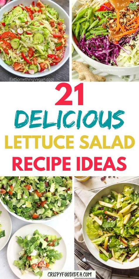 Here you get some lettuce salad ideas that are best for salad. Lettuce Salads, Lettuce Vegetable, Lettuce Salad Recipes, Best Summer Salads, Counting Carbs, Healthy Recipes For Diabetics, Salad Dressing Recipes Homemade, Salad Dishes, Kale Recipes