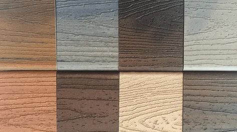 Trex Coastal Bluff Vs Toasted Sand, Toasted Sand Trex Decking, Trex Steps, Trex Deck Colors, Composite Decking Colors, Dark Grey Houses, Trek Deck, Timbertech Decking, Pressure Treated Deck