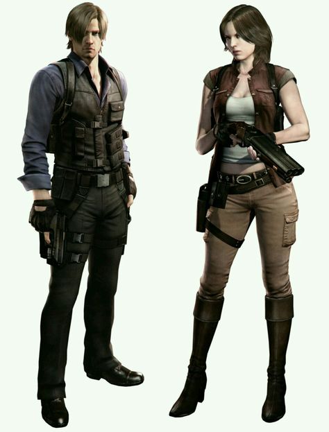 Leon and Helena  RESIDENT EVIL 6 Helena Harper, Resident Evil 6, Resident Evil Game, Star Wars Rpg, Model Sheet, Jill Valentine, Post Apocalypse, Modern Fantasy, King Of Fighters