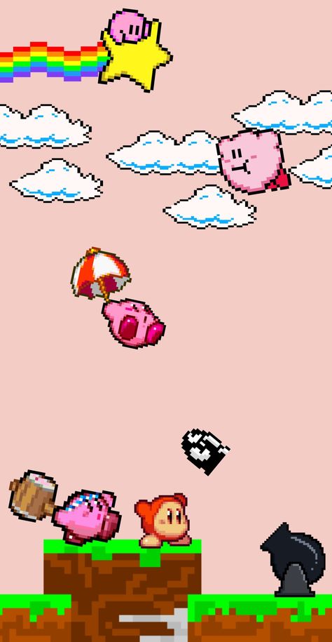 Kirby Nintendo Wallpaper, Kirby Homescreen Wallpaper, Kirby Wallpaper Black, Kirby Gameboy Wallpaper, Kirby Ipad Wallpaper, Gaming Phone Wallpaper, Kirby Wallpapers Aesthetic, Kirby Lockscreen, Nintendo Wallpaper Iphone