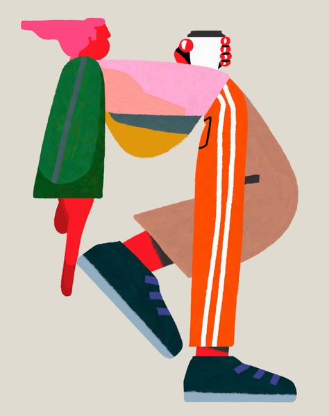 Sebastian Curi's LA-colourful, optimistic characters that inject some sunshine into our lives | Creative Boom Frame By Frame Animation, Simple Illustration, People Illustration, What Is Life About, Abstract Shapes, Character Illustration, Digital Illustration, Really Cool Stuff, Contemporary Art