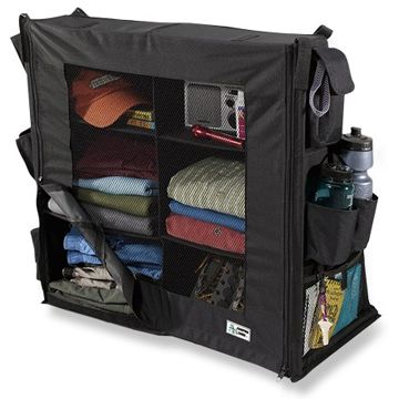 The Camping Logic Camping Closet. It's not made anymore but I'm glad I got them when they still had some! Camping Clothes Storage, Camping Closet, Sienna Toyota, Astuces Camping-car, Kangoo Camper, Zelt Camping, Kombi Motorhome, Camping Snacks, Best Camping Gear