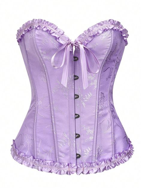 Women's Elegant Jacquard Criss-Cross Bandeau Shapewear Tank Top, HalloweenI discovered amazing products on SHEIN.com, come check them out! Rapunzel Dress, Purple Corset, Shapewear Tops, Purple Collar, Aesthetic Outfit Ideas, Overbust Corset, Plain Tops, Women's Shapewear, Purple Top