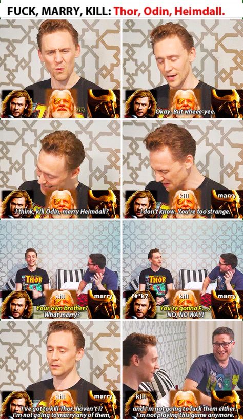 Tom Hiddleston. I LOVE THIS! Tom Hiddleston Being A Gentleman, Tom Hiddleston As A Boyfriend, Tom Hiddleston Memes, Loki Funny, Tom Hiddleston Funny, Most Paused Movie Scenes, Loki Avengers, Funny Marvel Memes, Sweet Revenge