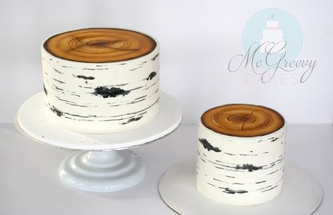 birch tree cake tutorial by McGreevy Cakes Tree Trunk Cake Tutorial, Birch Tree Cake, Birch Cake, Tree Trunk Cake, Log Cakes, Birch Tree Cakes, Woodland Wedding Cake, Tree Stump Cake, Wedding Cake Tree