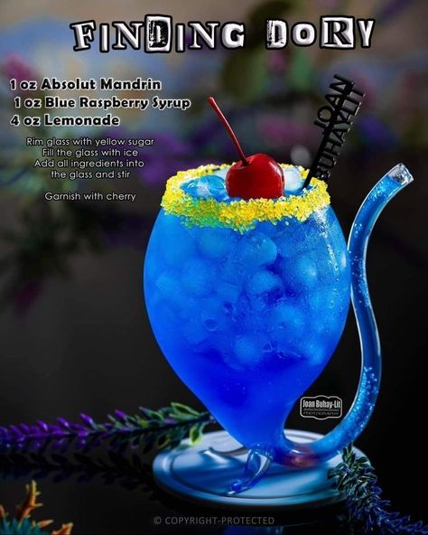 Disney Alcoholic Drinks, Bar Drink Recipes, Bartender Drinks Recipes, Alcoholic Punch Recipes, Blue Drink, Disney Drinks, Fun Drinks Alcohol, Bartender Drinks, Pretty Alcoholic Drinks