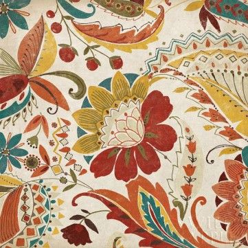 Boho Paisley Spice II by Wild Apple Portfolio Boho Paisley, Wild Apple, Watercolor Canvas, Contemporary Home Decor, Fine Arts Posters, Canvas Home, Frame Design, Red Barrel Studio, Canvas Artwork