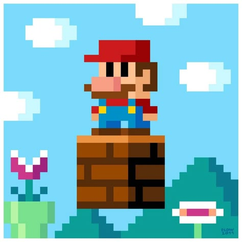 Geek art Mario Scene, Art Certificate, Voxel Art, Game Decor, Art Geek, 8 Bit Art, Piskel Art, Gameboy Color, Arte 8 Bits