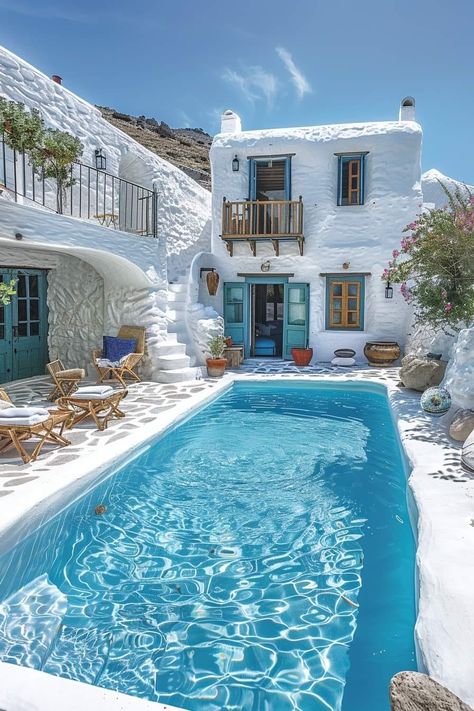 🌅 Dream Villas in Santorini, Greece 🩵 Imagine waking up to breathtaking views of the Aegean Sea, surrounded by the iconic white-washed buildings of Santorini. 🏖️ Whether you're sipping your morning coffee with a view of the caldera or relaxing by your private infinity pool, these dream villas offer the ultimate luxury experience. 🌊✨ 🍇 Explore traditional Greek villages, stroll through vineyards, and catch the most stunning sunsets you've ever seen. Perfect for a romantic getaway or a peacef... Houses In Greece, Coffee With A View, Greece Homes, Greece House, Greece Landscape, Greek Villa, Greek Village, Santorini House, Santorini Villas