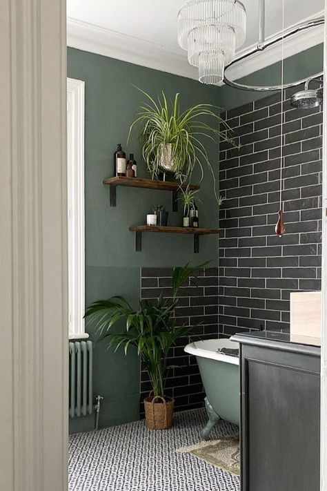 Dark bathroom ideas – 10 inspiring ways to create drama | Livingetc Dark Grey Tile, Dark Bathroom Ideas, Dark Gray Bathroom, Grey Wall Tiles, Grey Bathroom Tiles, Dark Bathrooms, Eclectic Bathroom, Bedroom Wall Colors, Relaxing Bedroom