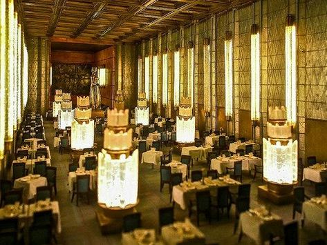 SS Normandie, 1935, 1st Class Dining Hall aboard the French Art Deco Ocean Liner SS Normandie What Is Art Deco, Miniature Museum, Ss Normandie, Club Interior, Column Lights, Column Lighting, Ocean Liner, Art Deco Buildings, Luxury Cruise