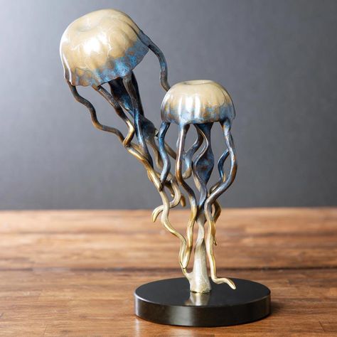 Jellyfish Sculpture Jellyfish Sculpture, Jellyfish Tentacles, New Gift Ideas, Jellyfish Light, Dammit Doll, Steampunk Airship, Sea Sculpture, Jellyfish Print, Jellyfish Design