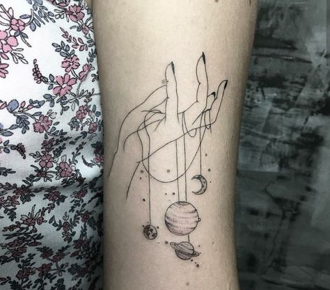 Tiny Tattoo Forearm, Universe In Hands Tattoo, The World Is In Your Hands Tattoo, World In My Hands Tattoo, Hand Holding Planets Tattoo, Planet Hand Tattoo, World In Hands Tattoo, Astrology Tattoo Ideas, Tattoos Of Hands