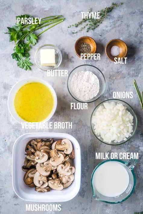 Easy Cream of Mushroom Soup - The Kitchen Girl Homemade Mushroom Soup Cream, How To Make Cream Of Mushroom Soup, Cream Of Mushroom Recipes, Mushroom Sauce Without Cream, Easy Cream Of Mushroom Soup, Cream Of Mushroom Soup Recipes, Mushroom Soup Without Cream, Cream Mushroom Soup, Soup Without Cream