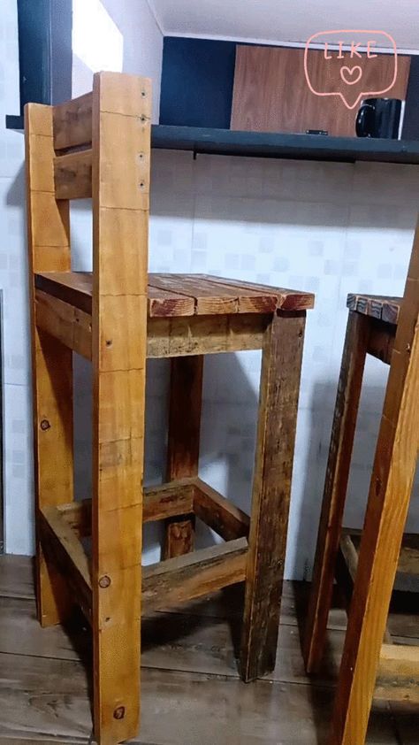 Bar En Palette, Workbench Ideas, Diy Bar Stools, Diy Wood Pallet Projects, Simple Woodworking Plans, Free Woodworking Plans, Reclaimed Wood Furniture, Wood Furniture Diy, Wood Pallet Projects