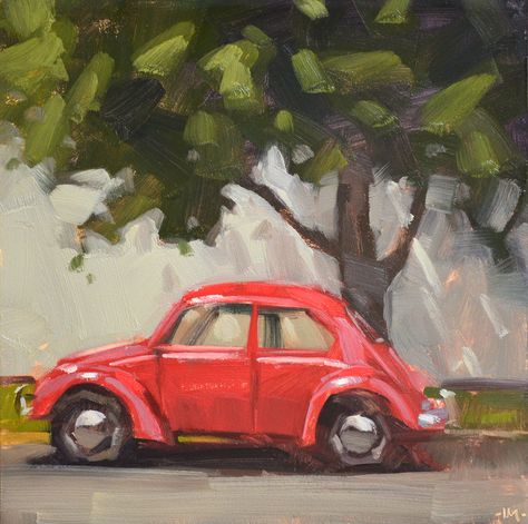 . Blocky Paintings, Carole Marine, Carol Marine, Cars Painting, Marine Paint, Painting A Day, Vw Art, Marine Painting, Under A Tree