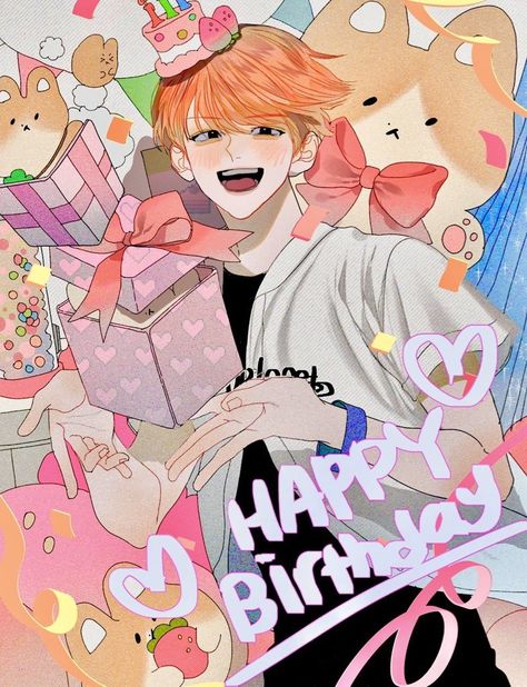 Birthday Fanart, Anime Characters Birthdays, Happy Birthday Illustration, Exo Art, Happy Birthday Art, Birthday Illustration, 영감을 주는 캐릭터, Kpop Fanart, Anime Poses Reference