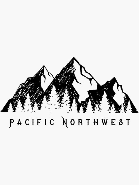 Pine Tree And Mountain Tattoo, Pacific Northwest Tattoo, Pacific Northwest Art, Mountain Graphic, Mountain Illustration, Arm Band Tattoo, Wood Burning Crafts, Mountain Tattoo, Wood Burning Patterns