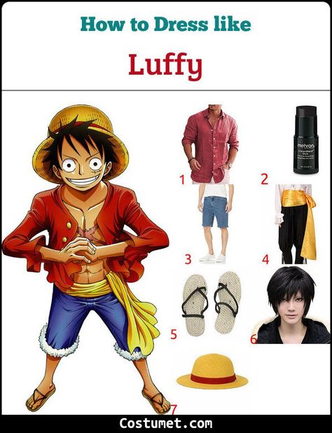 Monkey D. Luffy (One Piece) Costume for Cosplay & Halloween 2022 Luffy X Nami Halloween Costume, One Piece Anime Family Costume, Monkey D Luffy Halloween Costume, One Piece Diy Costume, Monkey D Luffy Costume, Easy Anime Cosplay Ideas Men, Luffy Costume Diy, Luffy Inspired Outfit, Easy Cosplay Men