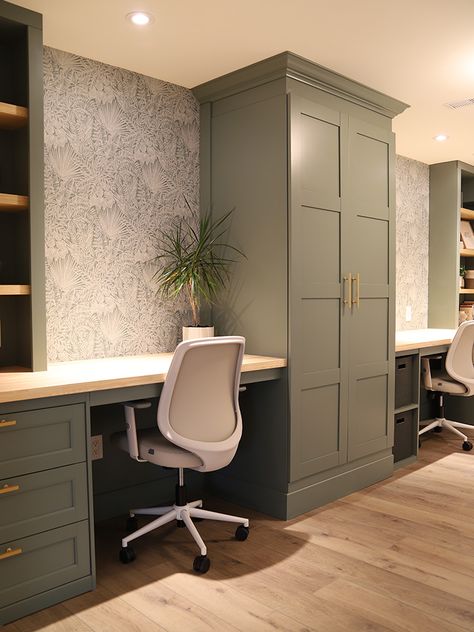 Basement Home Office Final Reveal Small Office Space In Basement, Basement Office Design Ideas, Office In Basement, Basement Office Ideas No Windows, Basement Office Ideas, Home Office Basement, Interview Room, Basement Home Office, Furnace Room