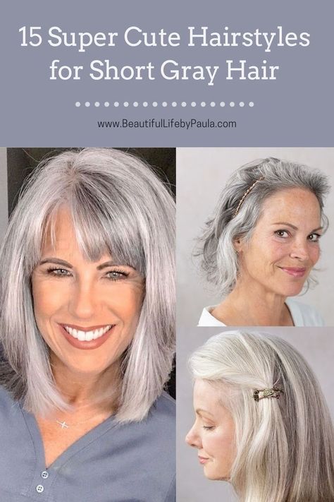 Short Hairstyles For Gray Hair, Short Gray Hairstyles, Hairstyles For Gray Hair, Short Gray Hair, Silver Hair Color Short, Grey Hair Accessories, Cute Short Hairstyles, Haircut Gray Hair, Grey Hair With Bangs