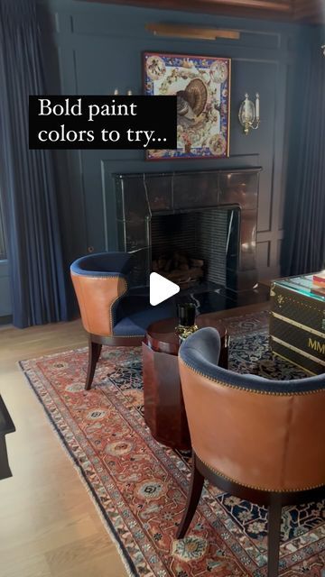 The Beverly Casa on Instagram: "Paint Colors Shown 📌  1. Benjamin Moore Hale Navy - the best navy blue period  2. Farrow & Ball Down Pipe, in high glass - a charcoal that’s both moody & pleasant  3. Benjamin Moore Tudor Brown - deeper than a chocolate brown, very rich in a high gloss enamel as shown here 4. Farrow & Ball Stiffkey Blue - a preppy, not-too-bright blue, dead flat finish 5. Farrow & Ball Down Pipe, look now much different this color looks in flat on the walls versus the high gloss dining room. Same color. Different sheen.  .⁣ .⁣ .⁣ .⁣ .⁣ #transformation #beforeandafter #notneutral #paintcolorideas #homedecor #colorfulhome #interiordesign #painting #farrowandball #stiffkeyblue #ilovecolor #decoratewithcolor #downpipe #benjaminmoore #tudorbrown #halenavy" Wine Dark Farrow And Ball, De Nimes Living Room, Stiffkey Blue Farrow And Ball, Downpipe Farrow And Ball, De Nimes Farrow Ball, High Gloss Dining Room, Benjamin Moore Hale Navy, Media Room Paint Colors, Hale Navy Benjamin Moore