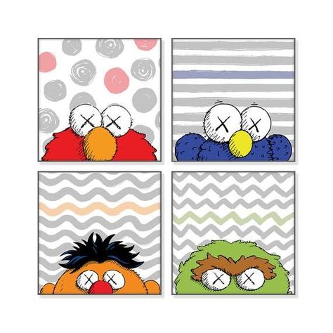 Kaws Sesame Street, Kaws X Sesame Street, Kaws Painting, Kaws Iphone Wallpaper, Kaws Wallpaper, Procreate Ipad Art, Cartoon Books, Disney Phone Wallpaper, Cute Canvas Paintings