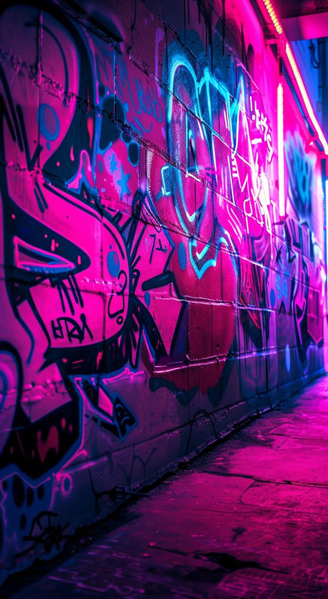 Neon Dystopia Aesthetic, Neon Art Aesthetic, Aesthetic Neon Lights Wallpaper, Punk Neon Aesthetic, Neon Graffiti Aesthetic, Graffiti Wall Aesthetic, Rave Aesthetic Wallpaper, Neon Core, Bright Colors Aesthetic