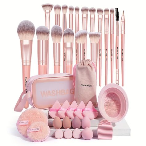 Makeup Brushes Kit Makeup Sponge Powder Puff Finger - Temu United Kingdom Beauty Blender Set, Makeup Cleaning, Makeup Brush Bag, Full Makeup, Makeup Brush Kit, Makeup Brush Set Professional, Apply Makeup, Professional Makeup Brushes, Creative Workshop