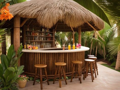 13 Stunning Backyard Bar Ideas 2024 - TrendingBuzzX Backyard Bar Ideas, Tiki Bars Backyard, Henna Design Tutorial, Garden Bar Ideas, Bridal Henna Design, Outdoor Tiki Bar, Tiki Bar Decor, Outdoor Patio Bar, Bamboo Structure