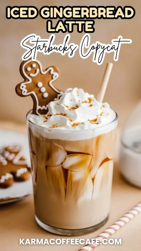 Easy Iced Gingerbread Latte Recipe: A Festive Coffee Delight Gingerbread Iced Coffee, Iced Gingerbread Chai Latte, Gingerbread Chai Latte Starbucks, Christmas Latte Ideas, Gingerbread Drink Recipe, Christmas Latte Recipes, Latte Recipes At Home, Gingerbread Coffee Recipe, Christmas Dessert Drinks