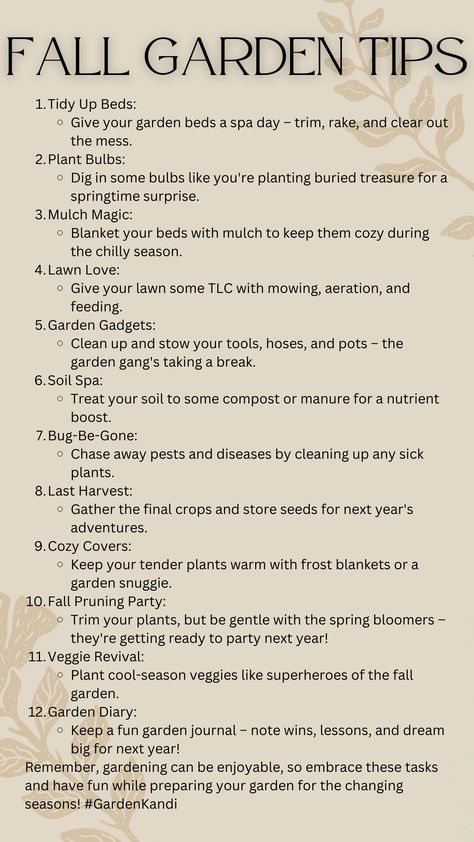 At the end of the growing season, we tend to get a little burnt out... here are a few tips to put the fun back in fall clean up! #fallgardencleanup #gardentools #garden #needthis #gardenkandi Preparing Garden In Fall, Garden Prep In Fall, Gardening In The Fall, Fall Garden Ideas Decor, Fall Garden Clean Up, Garden Clean Up, Fall Garden Aesthetic, What To Plant In The Fall, Fall Garden Layout