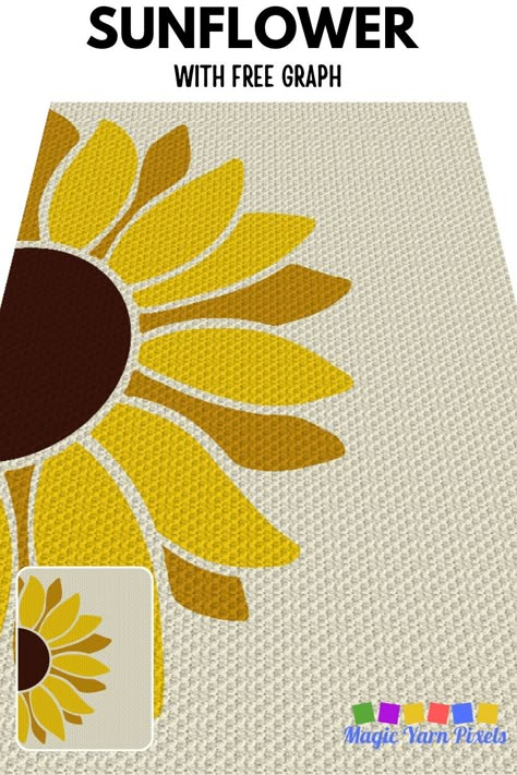 C2c Sunflower Crochet Blanket, Crochet Graphgan Patterns Free Easy, Sunflower C2c Crochet Pattern, C2c Halloween Blanket, Free C2c Patterns, Free Graphgan Patterns Crochet, Single Crochet Graphgan Patterns Free, Sunflower Blanket Crochet Pattern, Graphgans Patterns Free