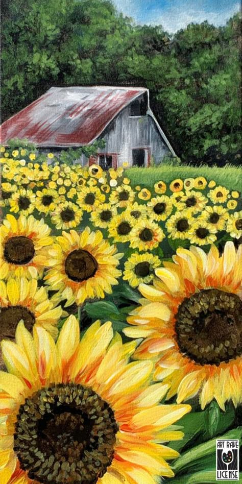 Farm Paintings, Good Day Sunshine, Barn Painting, Arte Van Gogh, Flower Painting Canvas, Summer Painting, Landscape Art Painting, Painting Art Lesson, Canvas Painting Diy