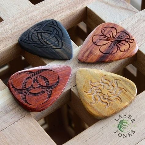 Cool Guitar Picks, Celtic Sun, Wood Guitar Pick, Wood Guitar, Cheap Guitars, Guitar Pics, Unique Guitars, Learn To Play Guitar, Guitar Tips