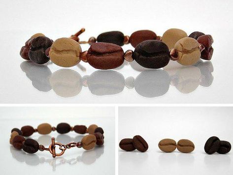 Beaded Coffee Bean Bracelet and Earrings Jewelry Gift Set #typesofcoffeebeans Bean Bracelet, Bean Jewelry, Bean Earrings, Earrings Coffee, Coffee Jewelry, Crafty Jewelry, Coffee Bean Earrings, Roast Coffee, Mom Jewelry