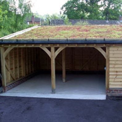 Completed Green Roof Enclosed Carport, Green Roof House, Sedum Roof, Green Roof System, Grass Roof, Roofing Options, Car Port, Carport Garage, Green Roofs